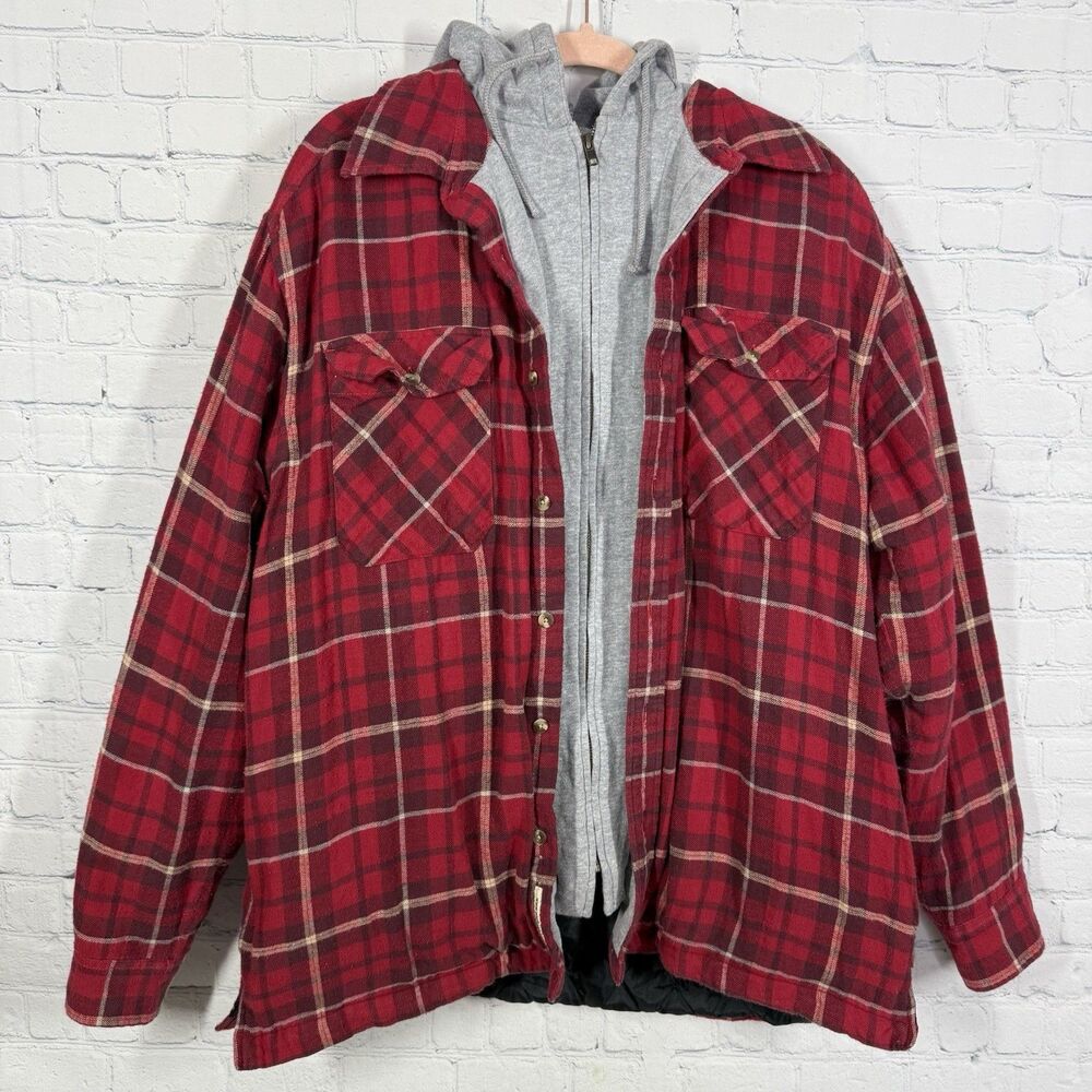 Gander MTN Shaket Men Large Plaid Hooded Puffer Jacket Pockets Workwear Outdoor
